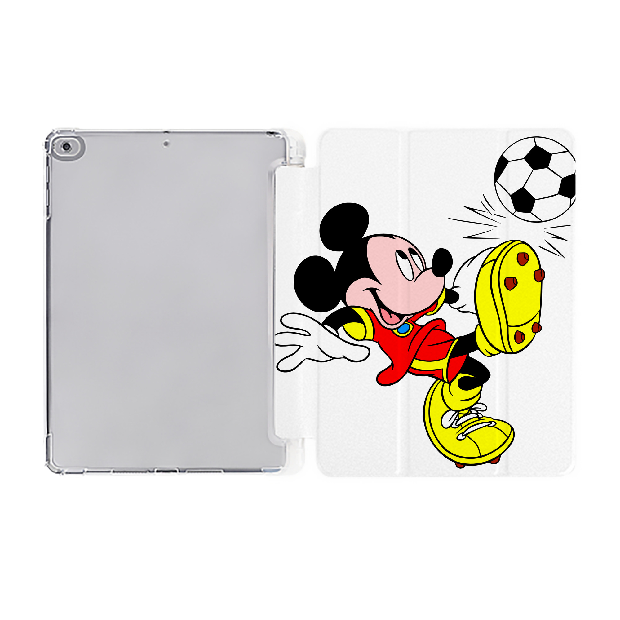（画像用） ミッキーマウス Mickey Mouse IPad ケース ペン収納付き 三つ折りスタンド PUレザー×シリコン 対応機種9.5/10.5/10.9インチ